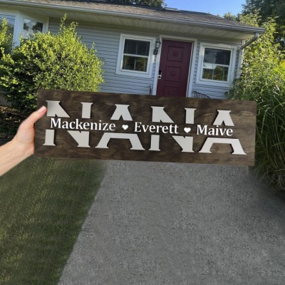 Personalized Mom Wood Sign Nana Plaque With Name Engraving For Birthday Mother's Day Christmas