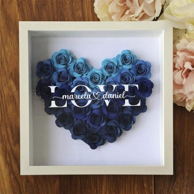 Personalized Flower Shadow Box With Name For Wedding Anniversary Valentine's Day
