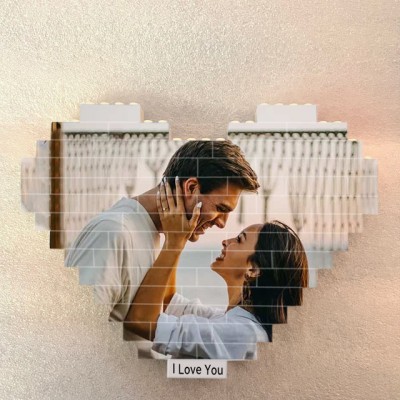 Custom Heart Photo Block Puzzle Building Brick For Valentine's Day Anniversary