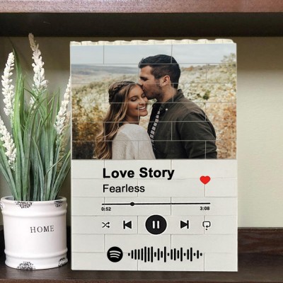 Custom Music Photo Puzzle Block For Soulmate Valentine's Day Anniversary Gift Ideas