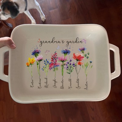 Custom Birth Flower Tray With Name For Mom Grandma Mother's Day Christmas Gift Ideas