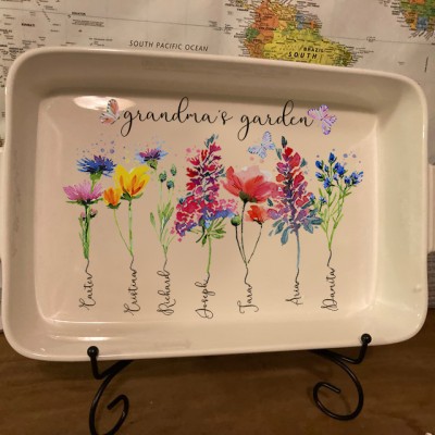 Custom Birth Flower Tray With Name For Mom Grandma Mother's Day Christmas Gift Ideas