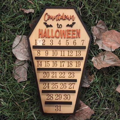 Halloween Countdown Calendar Farmhouse Wood Sign Home Decor