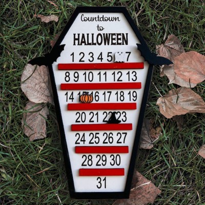 Halloween Countdown Calendar Farmhouse Wood Sign Home Decor