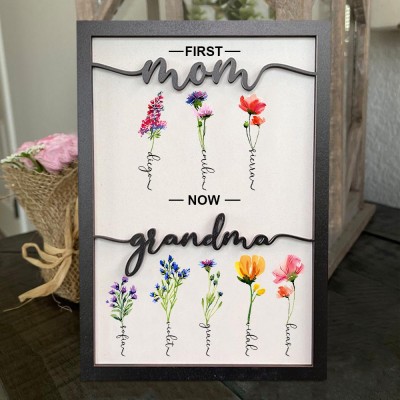 Custom Birth Flower Wood Sign Home Decor For Mom Grandma Christmas Day Gift Ideas