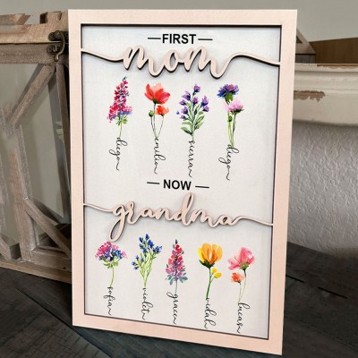 Custom Birth Flower Wood Sign Home Decor For Mom Grandma Christmas Day Gift Ideas