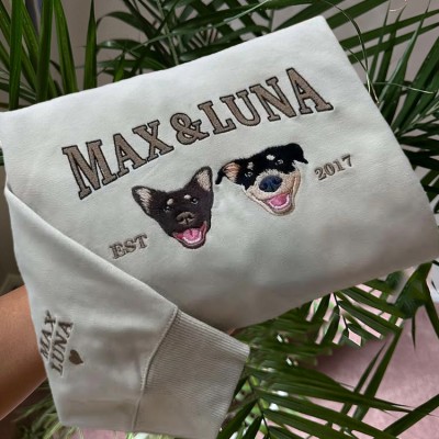 Personalized Embroidered Dog Photo Sweatshirt Hoodie For Pet Lover Keepsake Gifts
