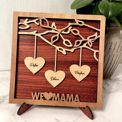 Custom Family Tree Wood Sign Name Engraved Personalised Home Decor Gift