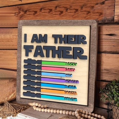 I Am Their Father Sign Personalized Kids Name Frame For Dad Father's Day