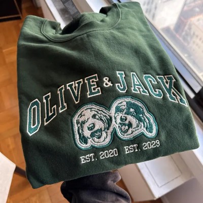 Custom Embroidered Dog Photo Sweatshirt Hoodie With Name For Pet Lover Keepsake Gifts