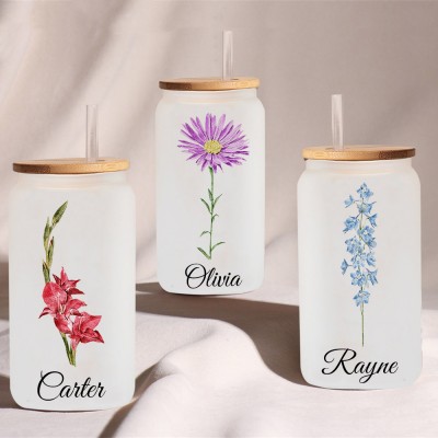 Personalized Birth Month Flower Tumbler For Her and Bridesmaid Bachelorette Party Gift