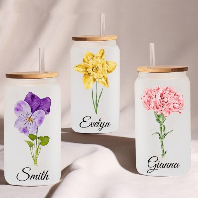 Personalized Birth Month Flower Tumbler For Her and Bridesmaid Bachelorette Party Gift