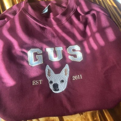 Personalized Embroidered Cat Dog Photo Sweatshirt Hoodie For Pet Lover Keepsake Gifts
