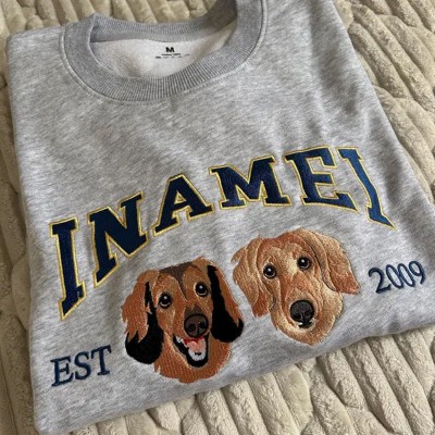 Personalized Embroidered Cat Dog Photo Sweatshirt Hoodie For Pet Lover Keepsake Gifts