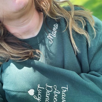 Custom Mama Embroidered Sweatshirt Hoodie with Kids Names For Mother's Day Gift Ideas
