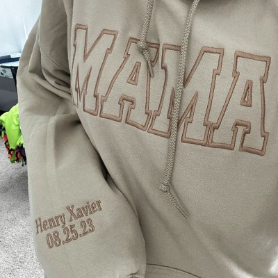 Custom Mama Embroidered Sweatshirt Hoodie with Kids Names For Mother's Day Gift Ideas