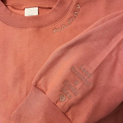 Custom Mama Embroidered Sweatshirt Hoodie with Kids Names For Mother's Day Gift Ideas