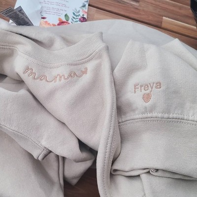 Custom Mama Embroidered Sweatshirt Hoodie with Kids Names For Mother's Day Gift Ideas