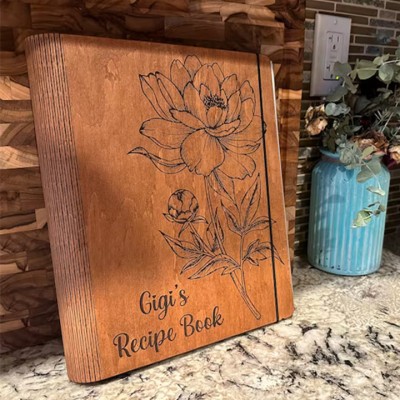 Personalised Family Wooden Gigi's Recipe Book For Mom Grandma Christmas Day Gift Ideas