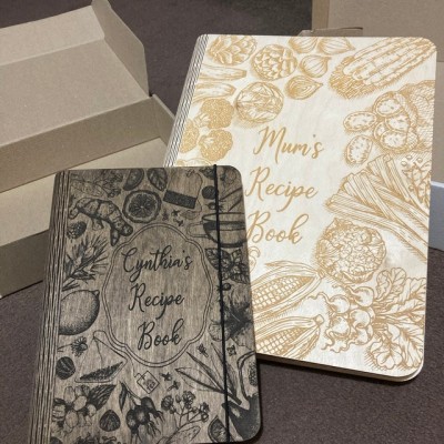 Personalised Family Wooden Recipe Book For Mom Grandma Christmas Day Gift Ideas