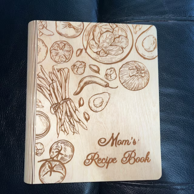 Personalised Family Wooden Mom's Recipe Book For Grandma Christmas Day Gift Ideas