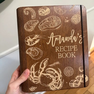 Custom Family Wood Recipe Book For Christmas Day Gift Ideas