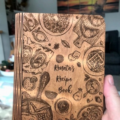 Personalised Family Wooden Recipe Book For Mom Grandma Christmas Day Gift Ideas