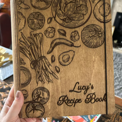 Personalised Family Wooden Recipe Book For Mom Grandma Christmas Day Gift Ideas