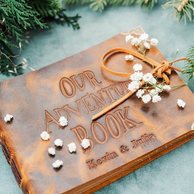 Our Adventure Book Personalised Leather Photo Album For Valentine's Day Anniversary Gift Ideas