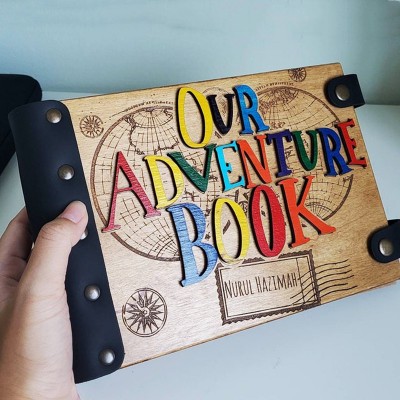 Our Adventure Book Personalised Wood Travel Photo Album For Valentine's Day Anniversary Gift Ideas