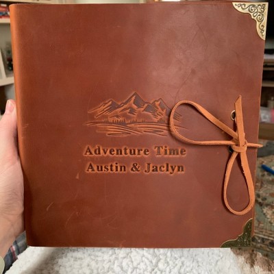 Our Adventure Book Personalized Leather Travel Photo Album For Valentine's Day Anniversary Gift Ideas