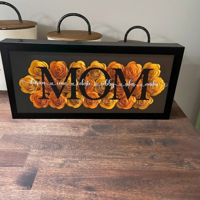 Custom Mom Flower Shadow Box With Kids Name For Grandma Mother's Day Gift Ideas