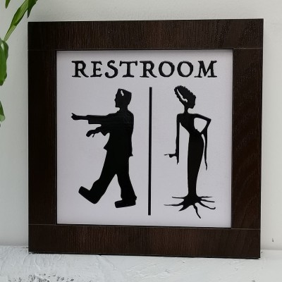 Halloween RESTROOM Wood Sign