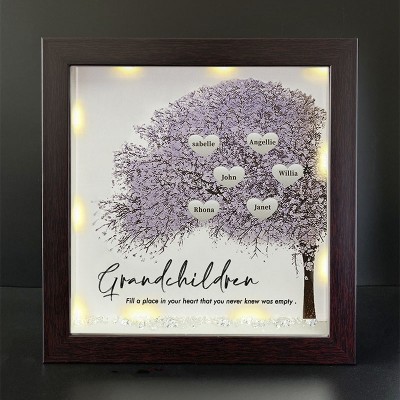 Personalized Family Tree Grandchildren Name Red Oak Frame Home Decor For Grandma