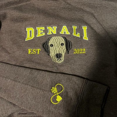 Personalized Dog Face Embroidered Sweatshirt Varsity Style For Pet Lover Gifts