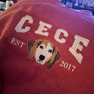 Personalized Dog Face Embroidered Sweatshirt Varsity Style For Pet Lover Gifts