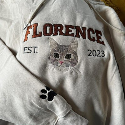 Personalized Cat Face Embroidered Sweatshirt Varsity Style For Pet Lover Gifts