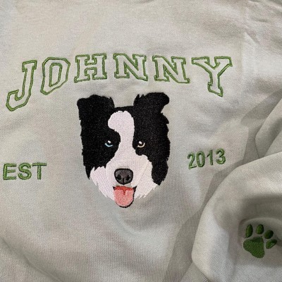 Personalized Dog Face Embroidered Sweatshirt Varsity Style For Pet Lover Gifts