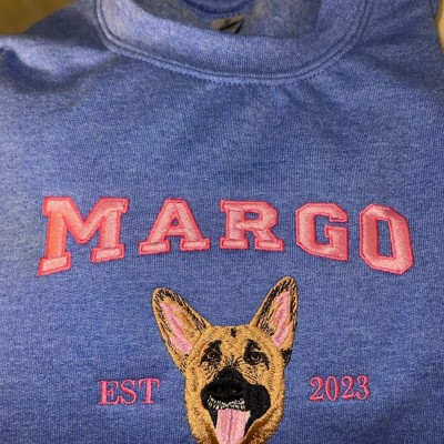 Personalized Dog Face Embroidered Sweatshirt Varsity Style For Pet Lover Gifts
