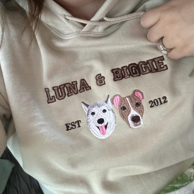Personalized Dog Face Embroidered Sweatshirt Varsity Style For Pet Lover Gifts