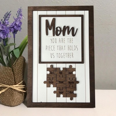 Personalized Mom Puzzle Name Sign Gift From Kids You Are The Piece That Holds Us Together Home Wall Decor For Mother's Day