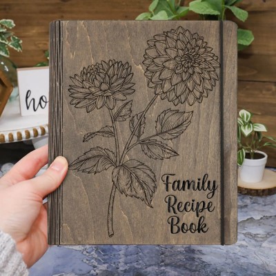 Personalized Family Wood Recipe Book For Mom Grandma Christmas Day Gift Ideas