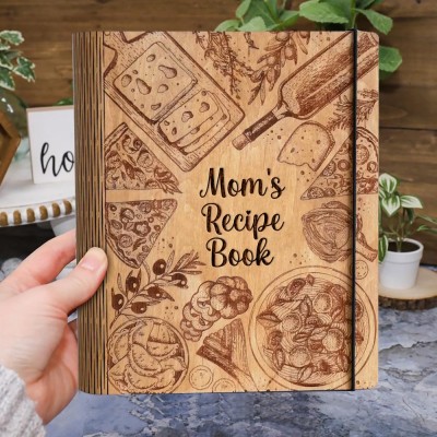 Custom Family Wood Recipe Book For Mom Grandma Christmas Day Gift Ideas