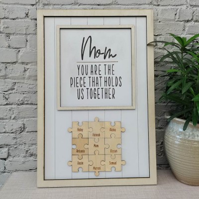 Personalised Mothers Day Gift Mom You Are The Piece That Holds Us Together Puzzles Pieces Name Sign Home Decor