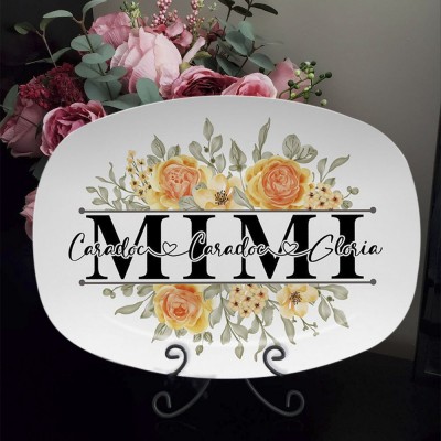 Personalized Platter With Kids Family Name For Grandma Mother's Day Christmas Day