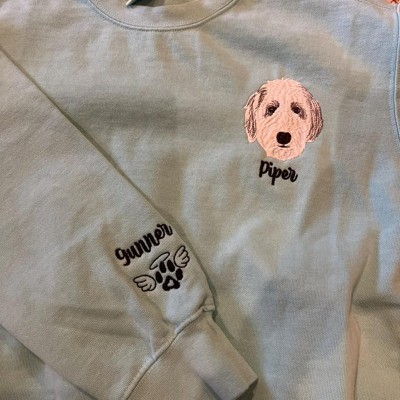 Custom Embroidered Dog Face Sweatshirt With Name For Pet Lover Gifts