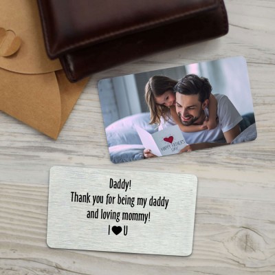 Personalized Metal Wallet Photo Card Love Note Anniversary Gift For Him Dad