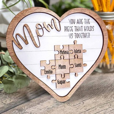 Personalized Mom Puzzles Name Sign From Kids Gift You Are The Piece That Holds Us Together Home Wall Decor For Mother's Day