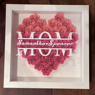 Custom Mom Flower Shadow Box With Kids Name For Mother's Day Gift Ideas