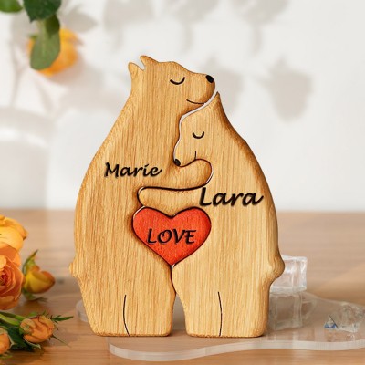 Custom Couple Bear Puzzle Anniversary Wedding Family Keepsake Gift For Valentine's Day